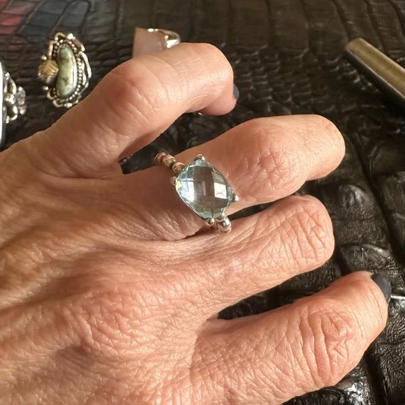 Pandora Sterling and Blue Topaz Ring - Picture 4 of 6